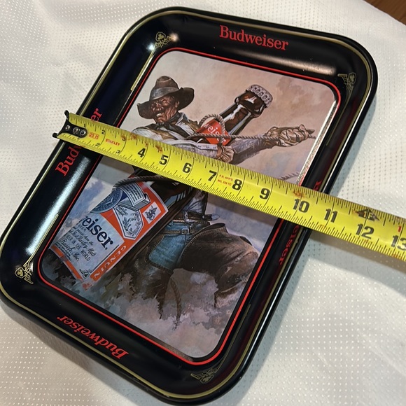 Western Budweiser Metal Tray Retro 90’s Vintage Beer Pub Mancave Rolling Tray - Picture 5 of 5